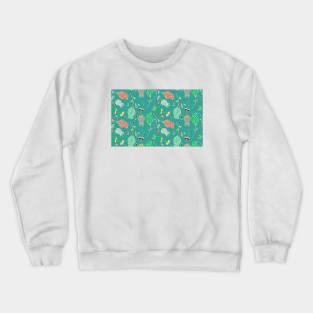 Green Tulip Floral Pattern Crewneck Sweatshirt